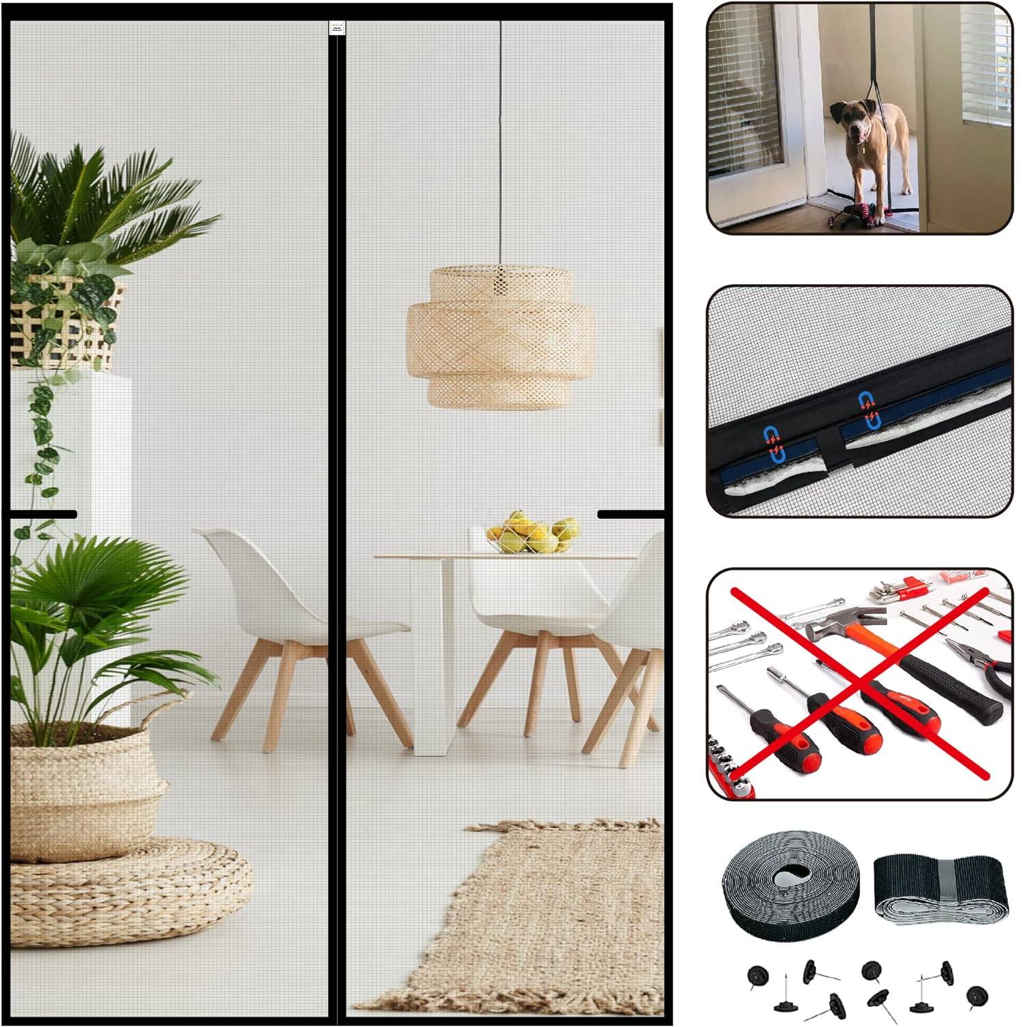 Magnetic Fly Screen Door - Black, 60cm (W) x 210cm (H): image 6